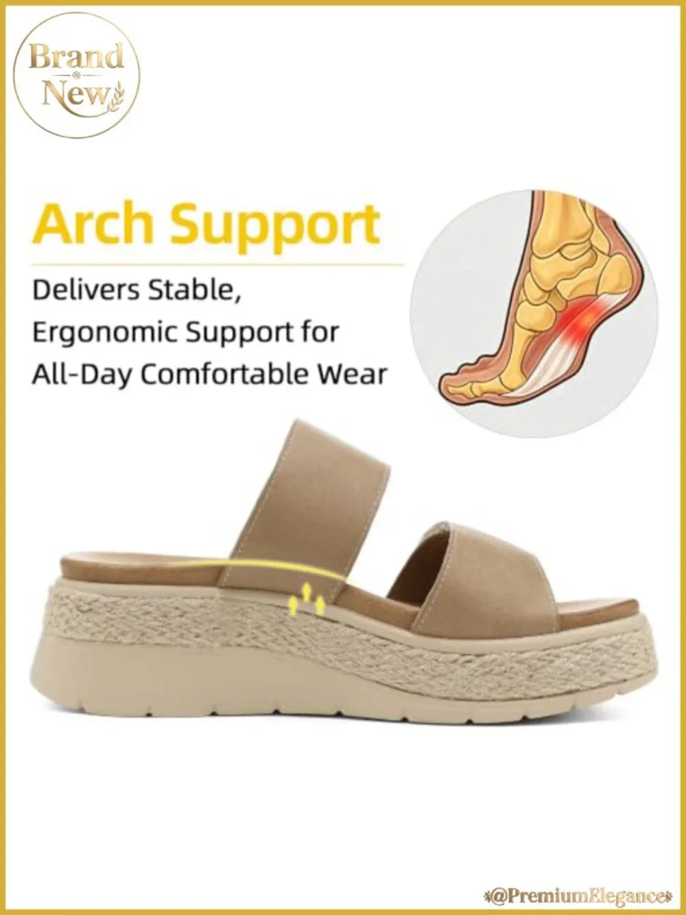 Womens Platform Wedge Sandals Orthopedic Arch Support Slip-On Espadrille